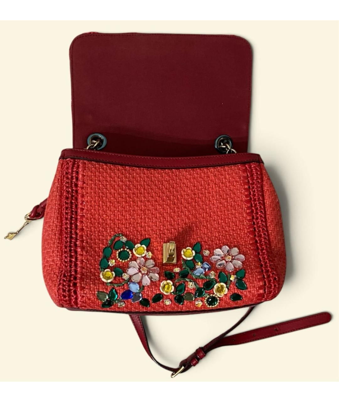 DOLCE&GABBANA Красная плетеная сумка через плечо, фото 5