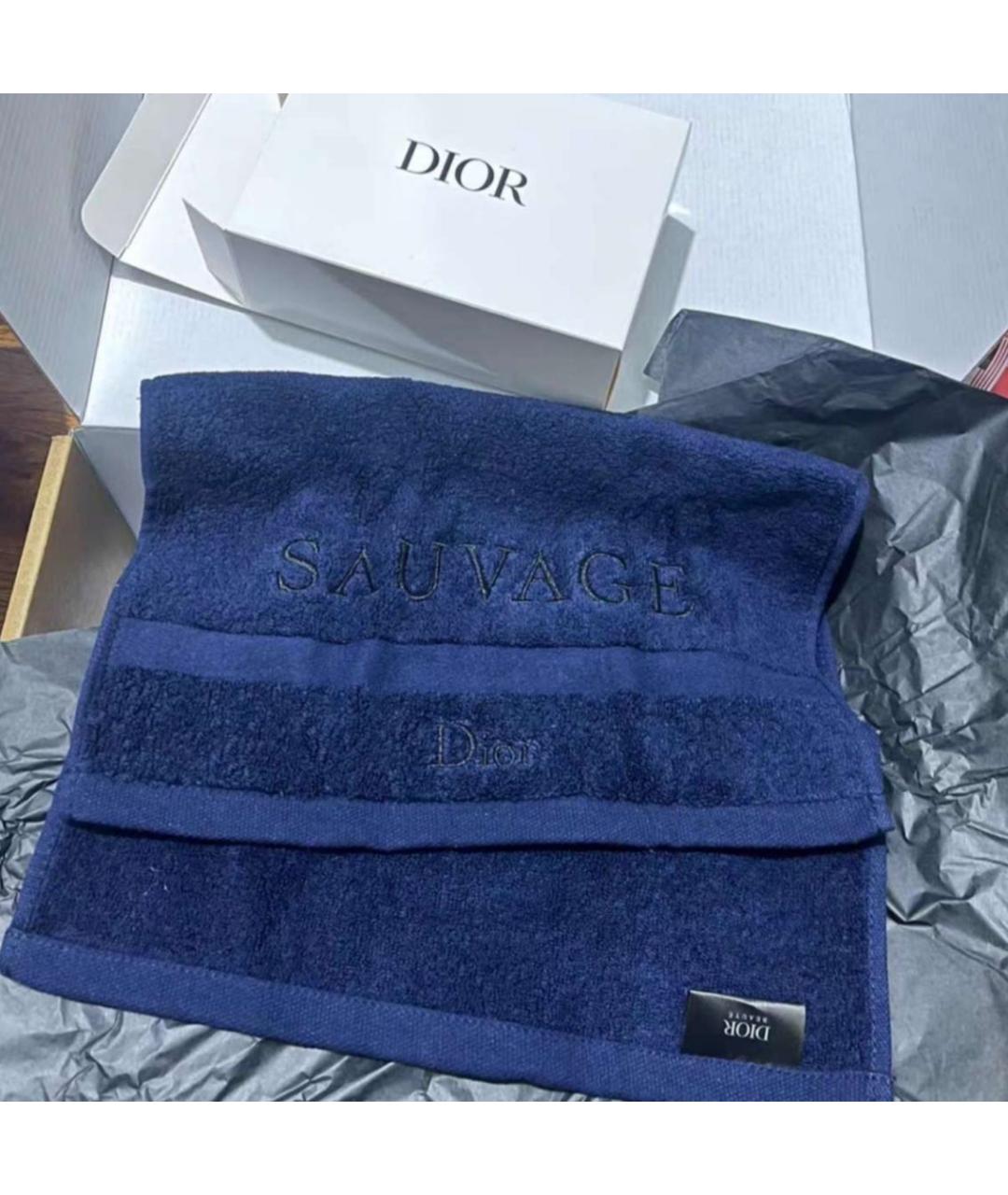 CHRISTIAN DIOR Темно-синее хлопковое полотенце, фото 2