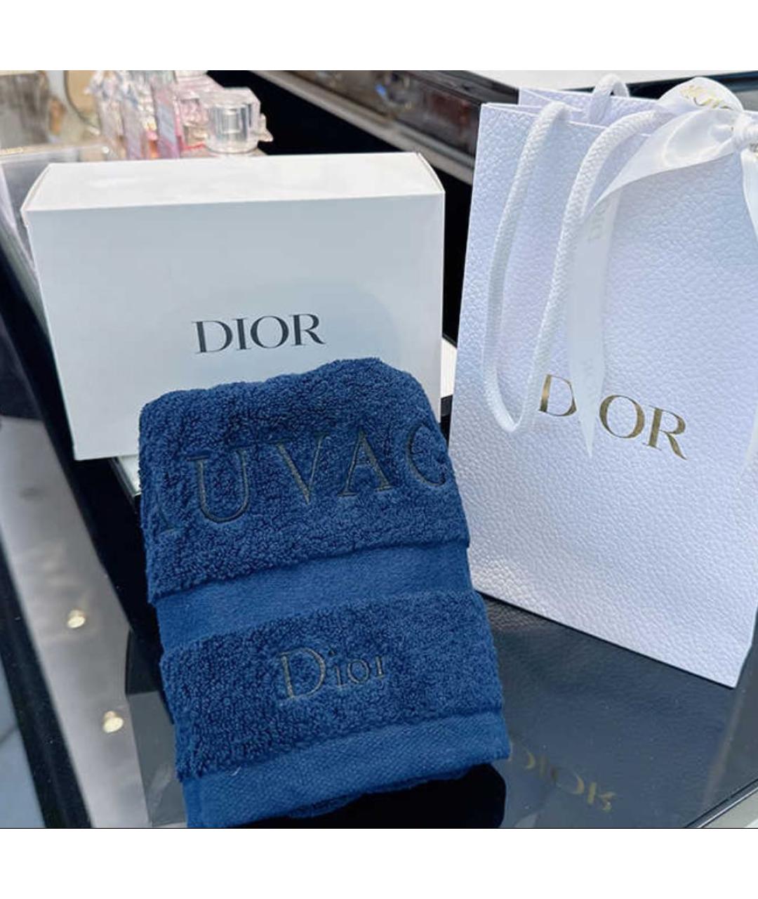 CHRISTIAN DIOR Темно-синее хлопковое полотенце, фото 3