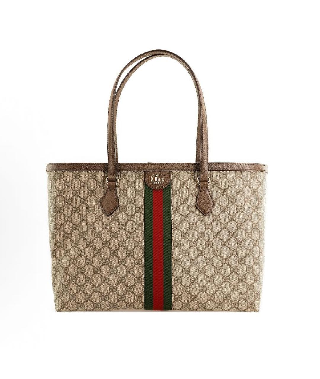 GUCCI Коричневая сумка тоут из канвы, фото 5