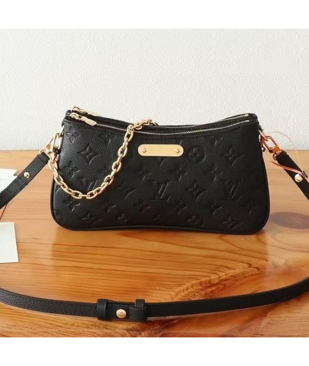 LOUIS VUITTON Черная кожаная сумка через плечо, фото 3