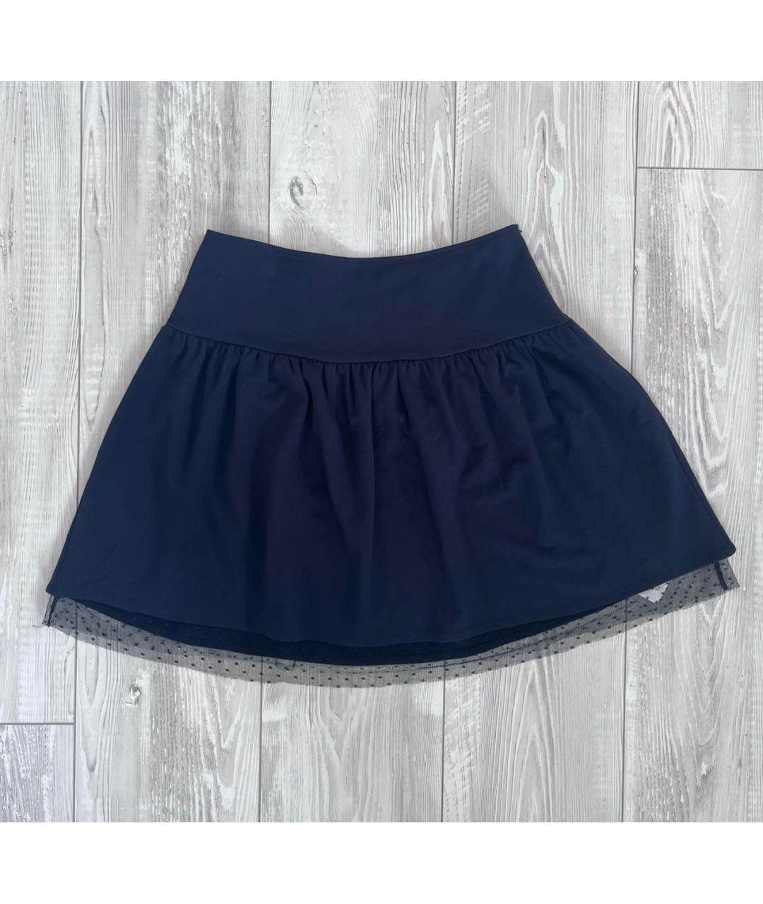 RED VALENTINO Темно-синяя вискозная юбка мини, фото 2