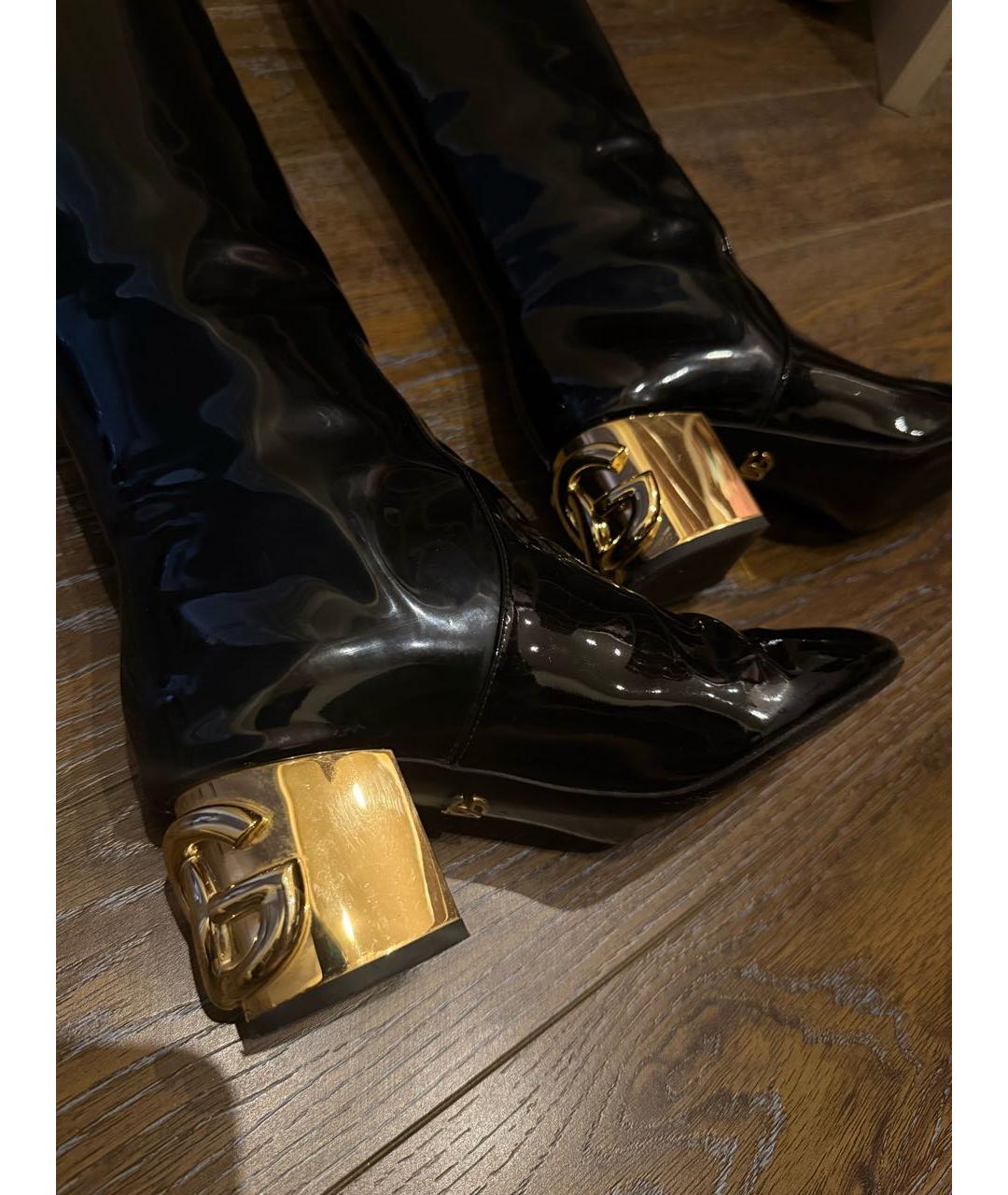 DOLCE&GABBANA Черные кожаные сапоги, фото 6