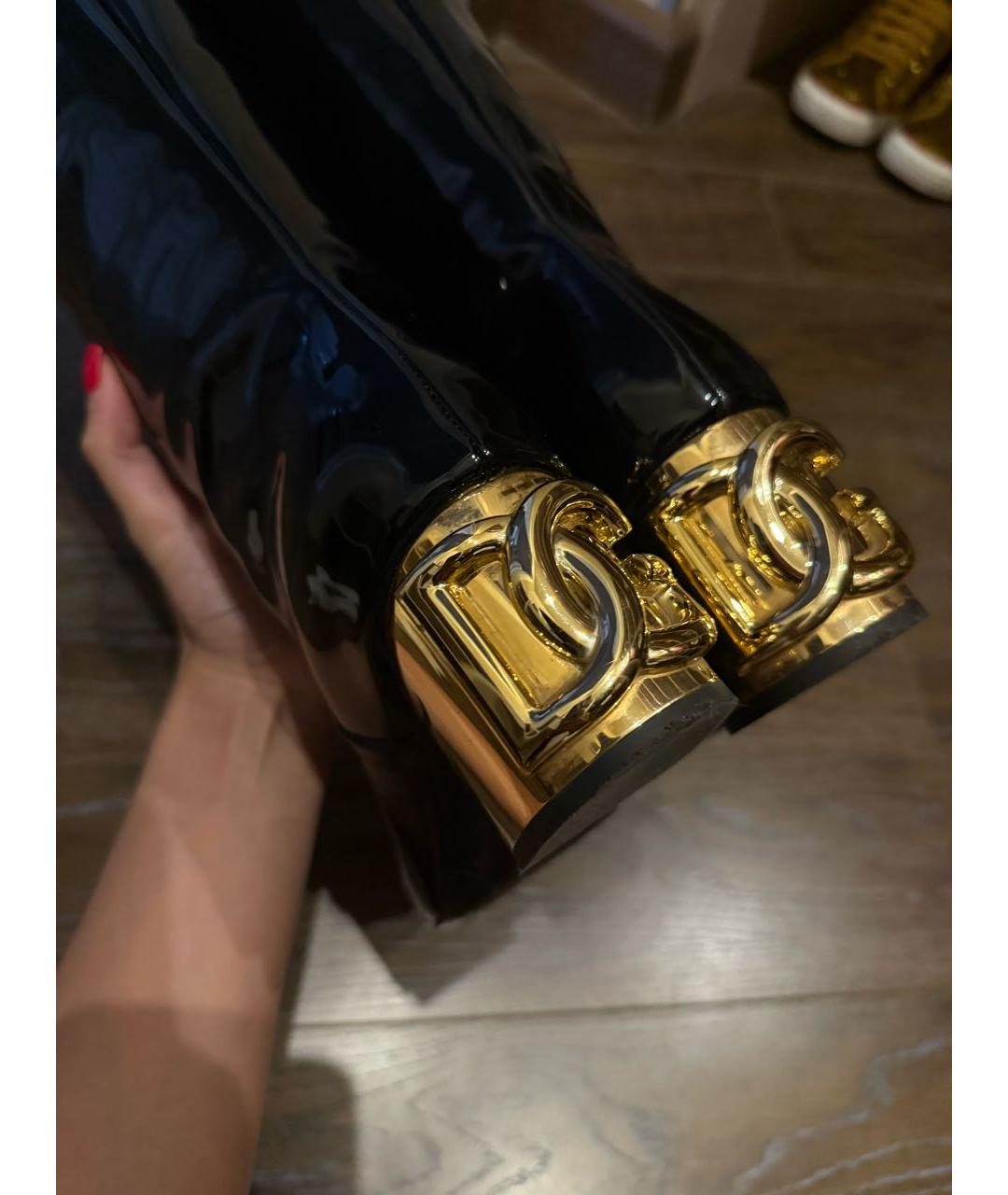 DOLCE&GABBANA Черные кожаные сапоги, фото 7