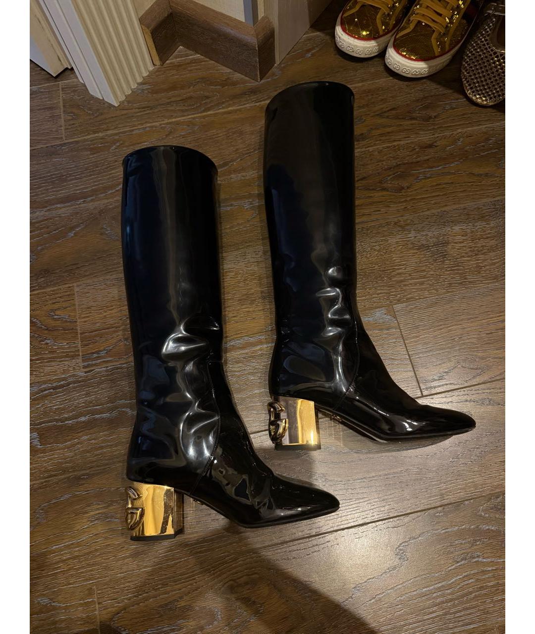 DOLCE&GABBANA Черные кожаные сапоги, фото 5
