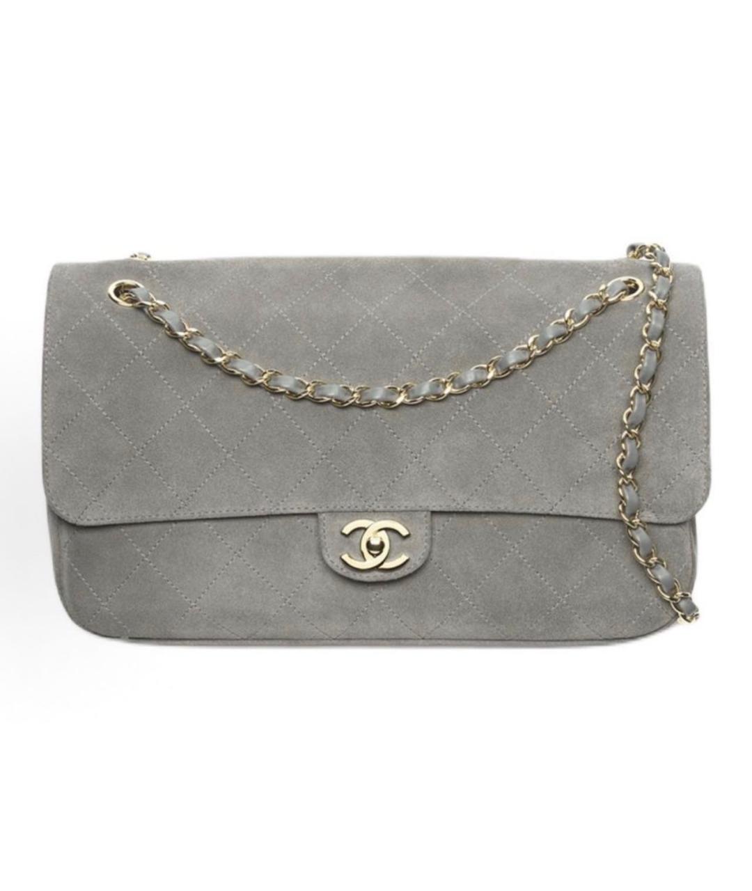 CHANEL Серая замшевая сумка через плечо, фото 5