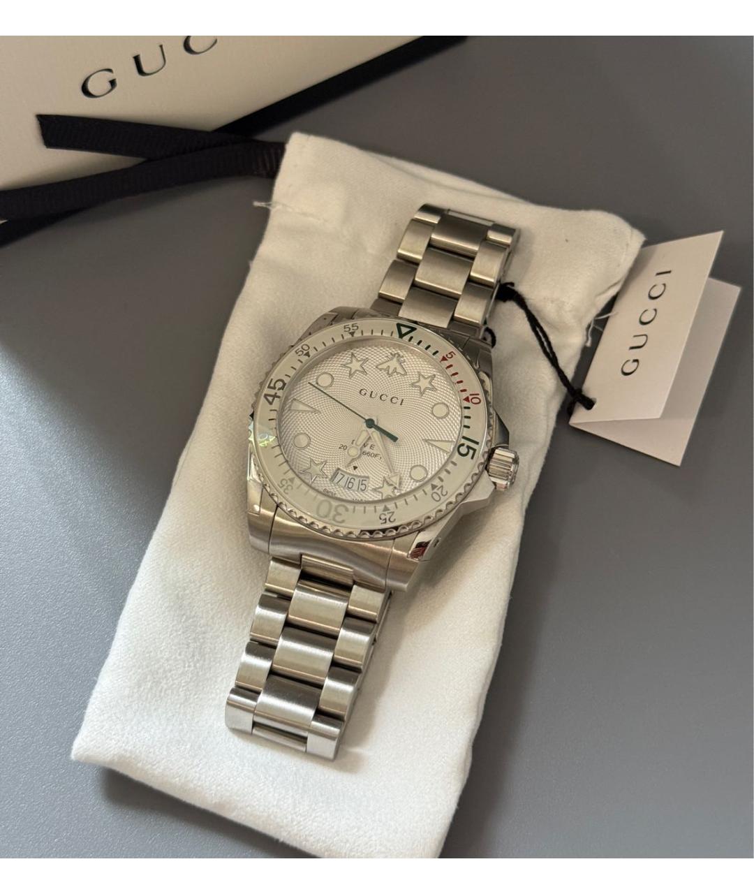 GUCCI Серебряные стальные часы, фото 7