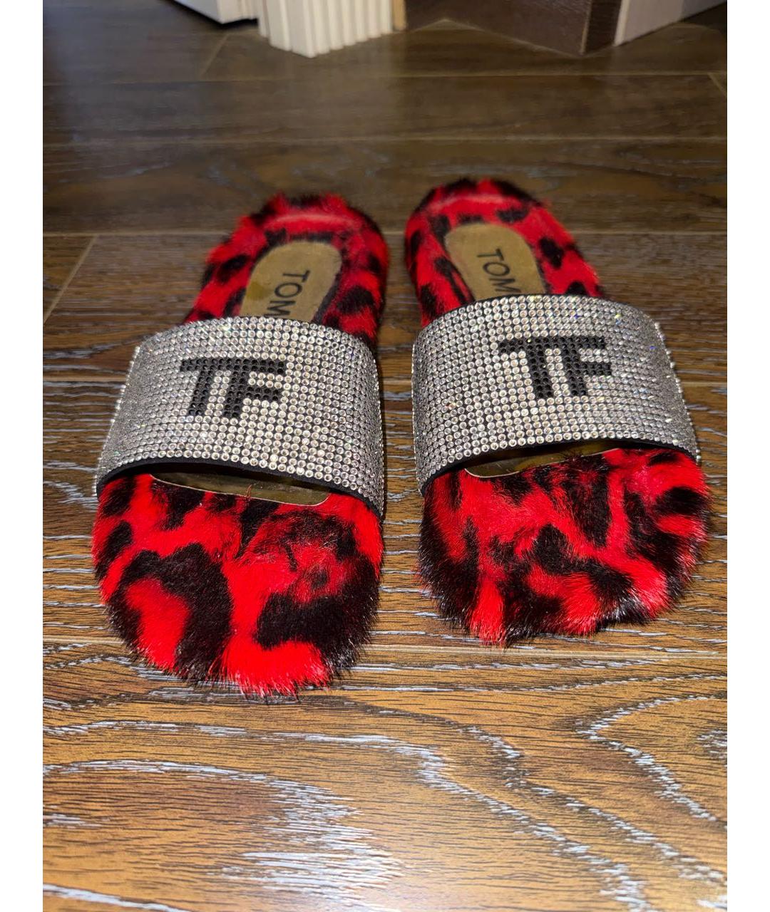 TOM FORD Красные шлепанцы, фото 3