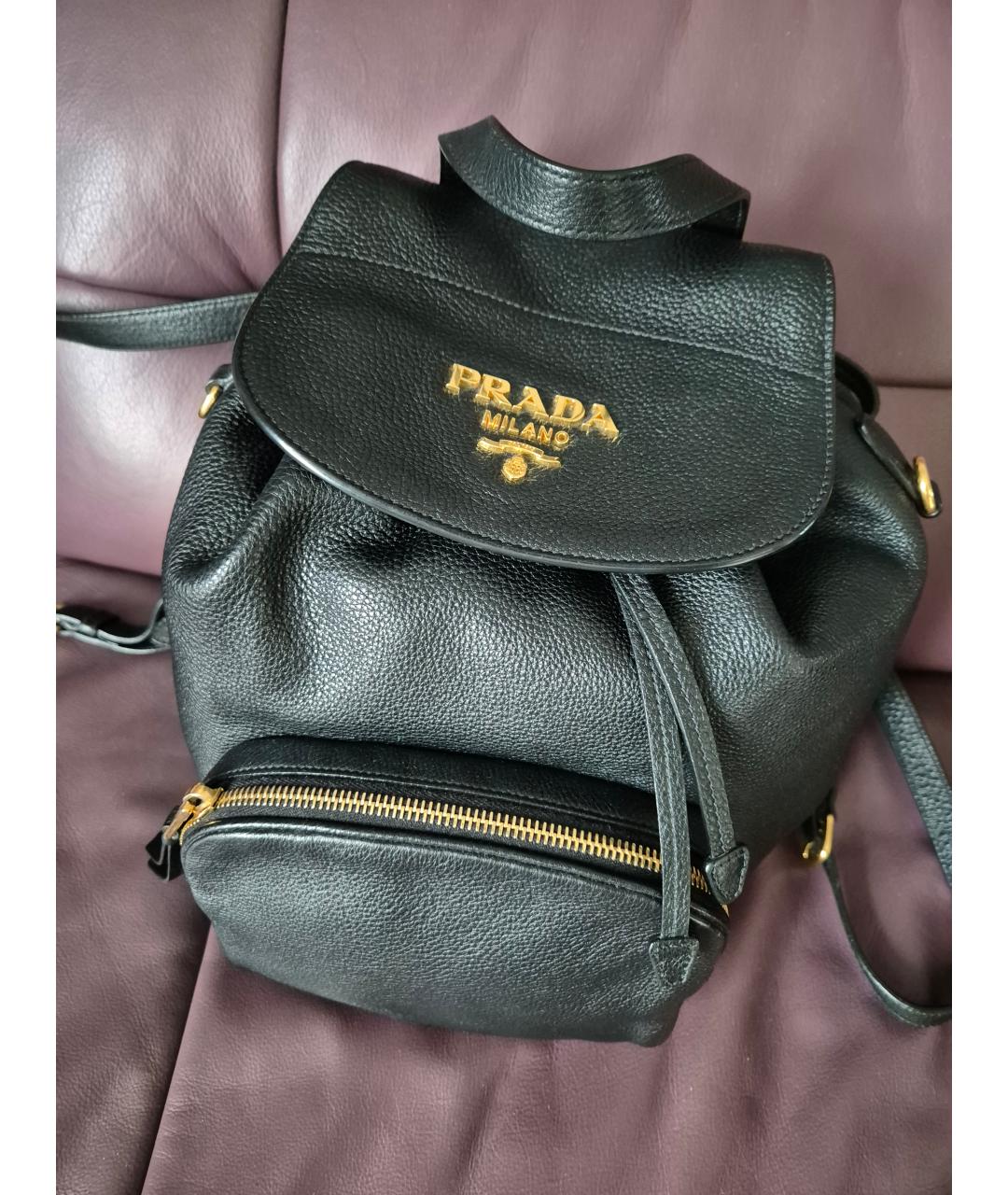 PRADA Черный кожаный рюкзак, фото 5