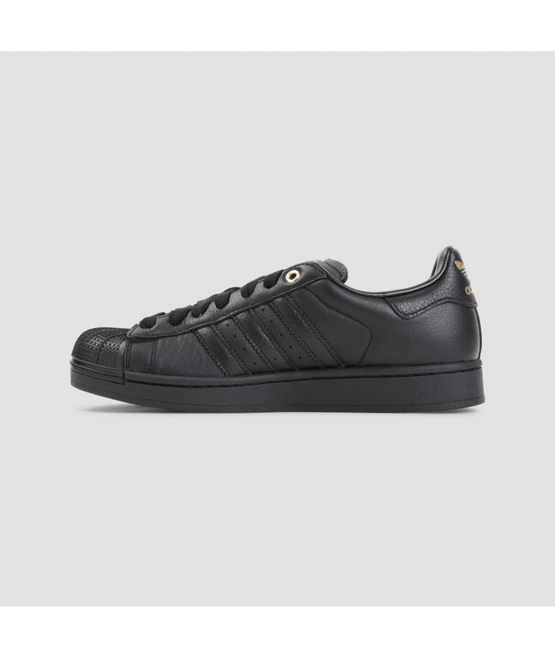 ADIDAS Черные кожаные низкие кроссовки / кеды, фото 3