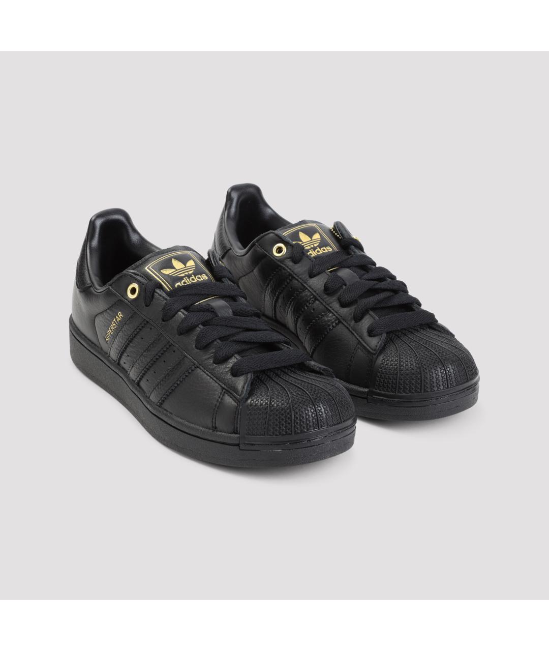 ADIDAS Черные кожаные низкие кроссовки / кеды, фото 4