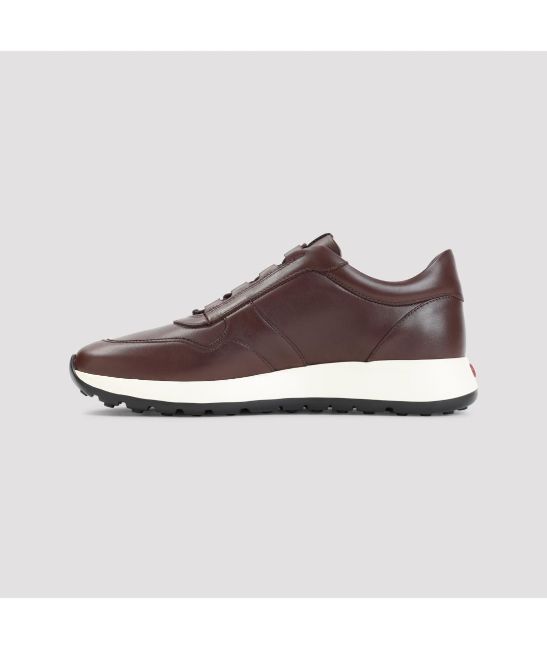 TOD'S Коричневые кожаные низкие кроссовки / кеды, фото 3