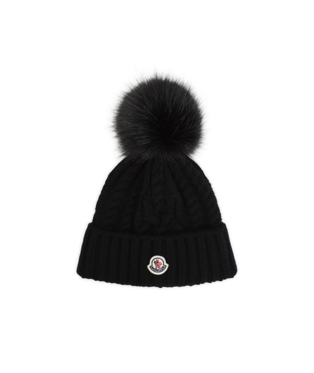 MONCLER Черная синтетическая шапка, фото 1