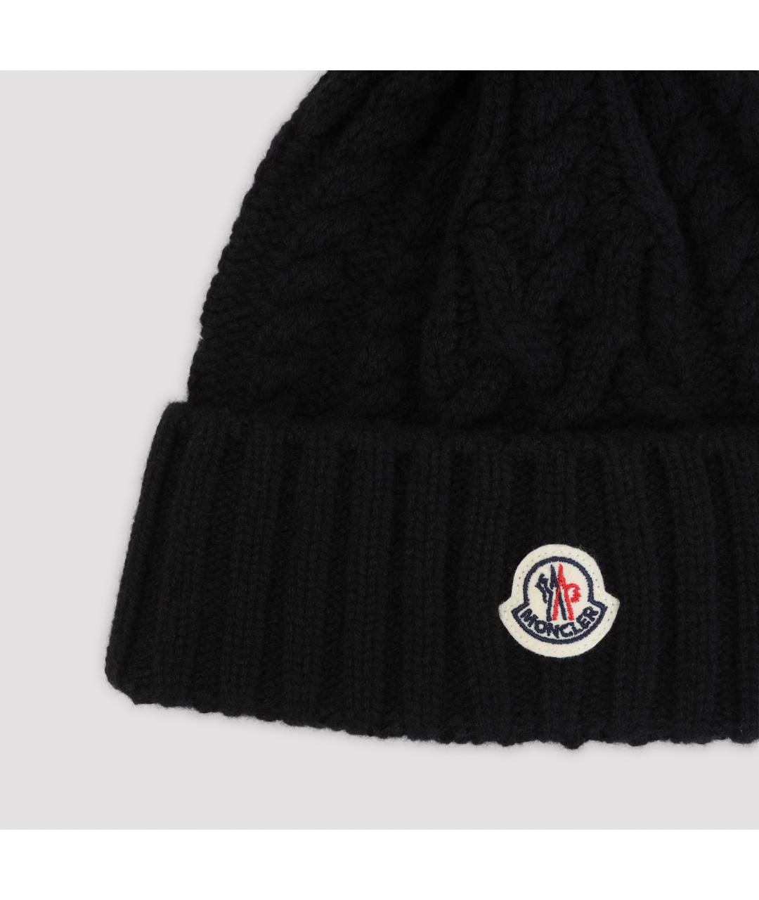 MONCLER Черная синтетическая шапка, фото 4