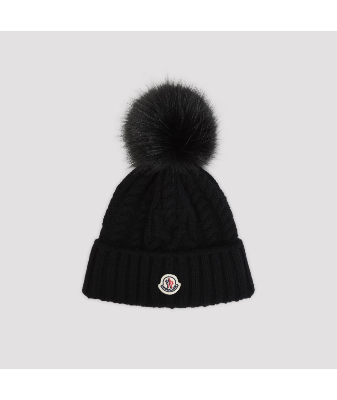 MONCLER Черная синтетическая шапка, фото 2