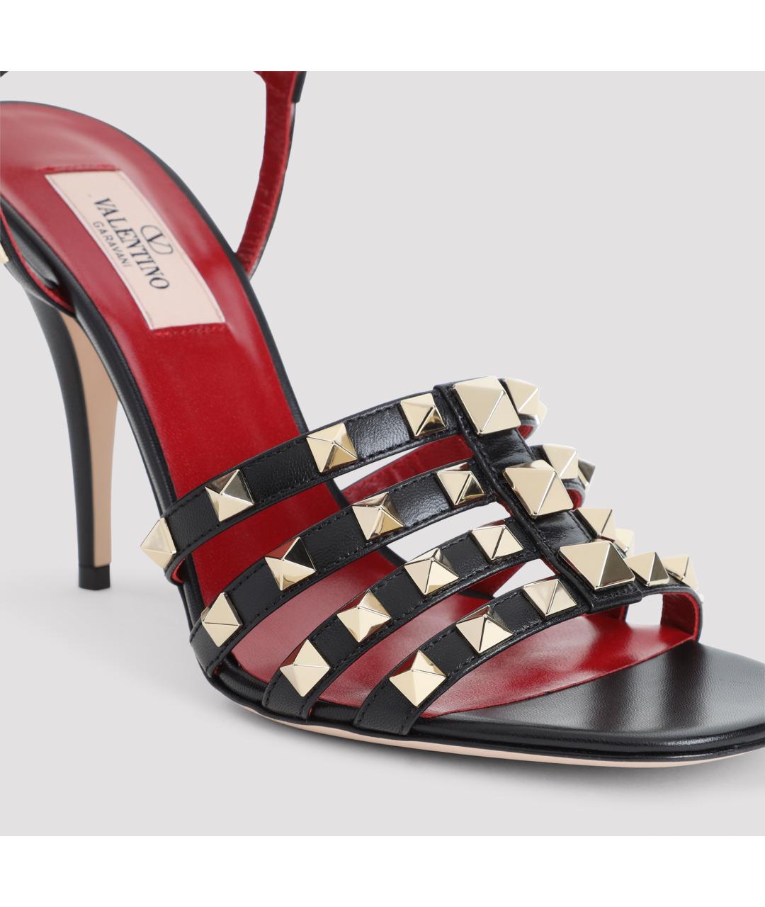 VALENTINO Черные кожаные босоножки, фото 6