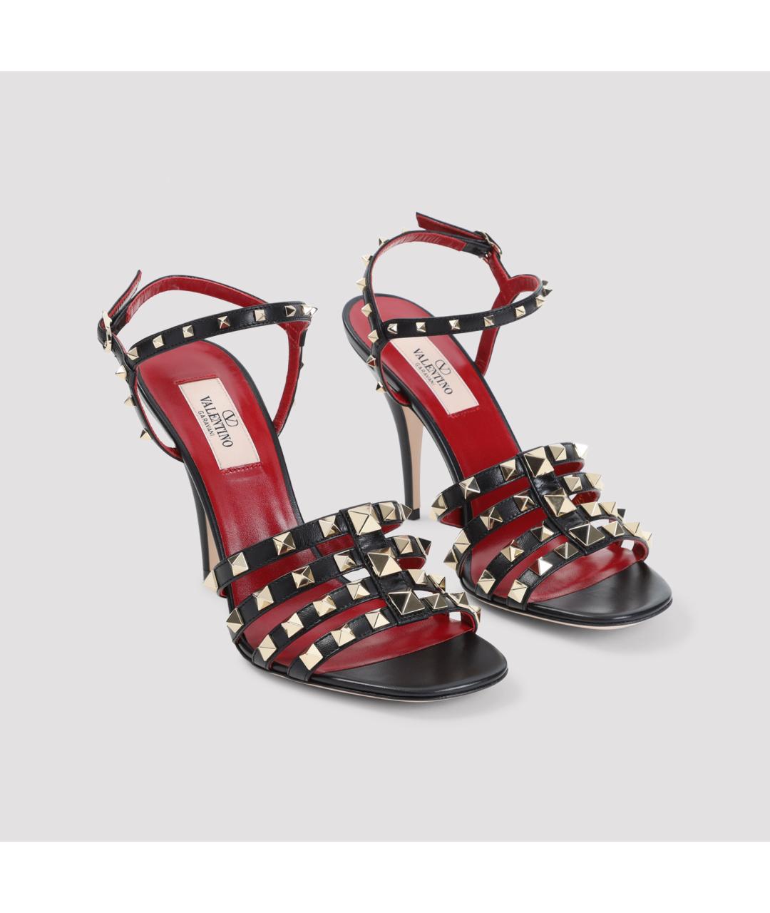 VALENTINO Черные кожаные босоножки, фото 5