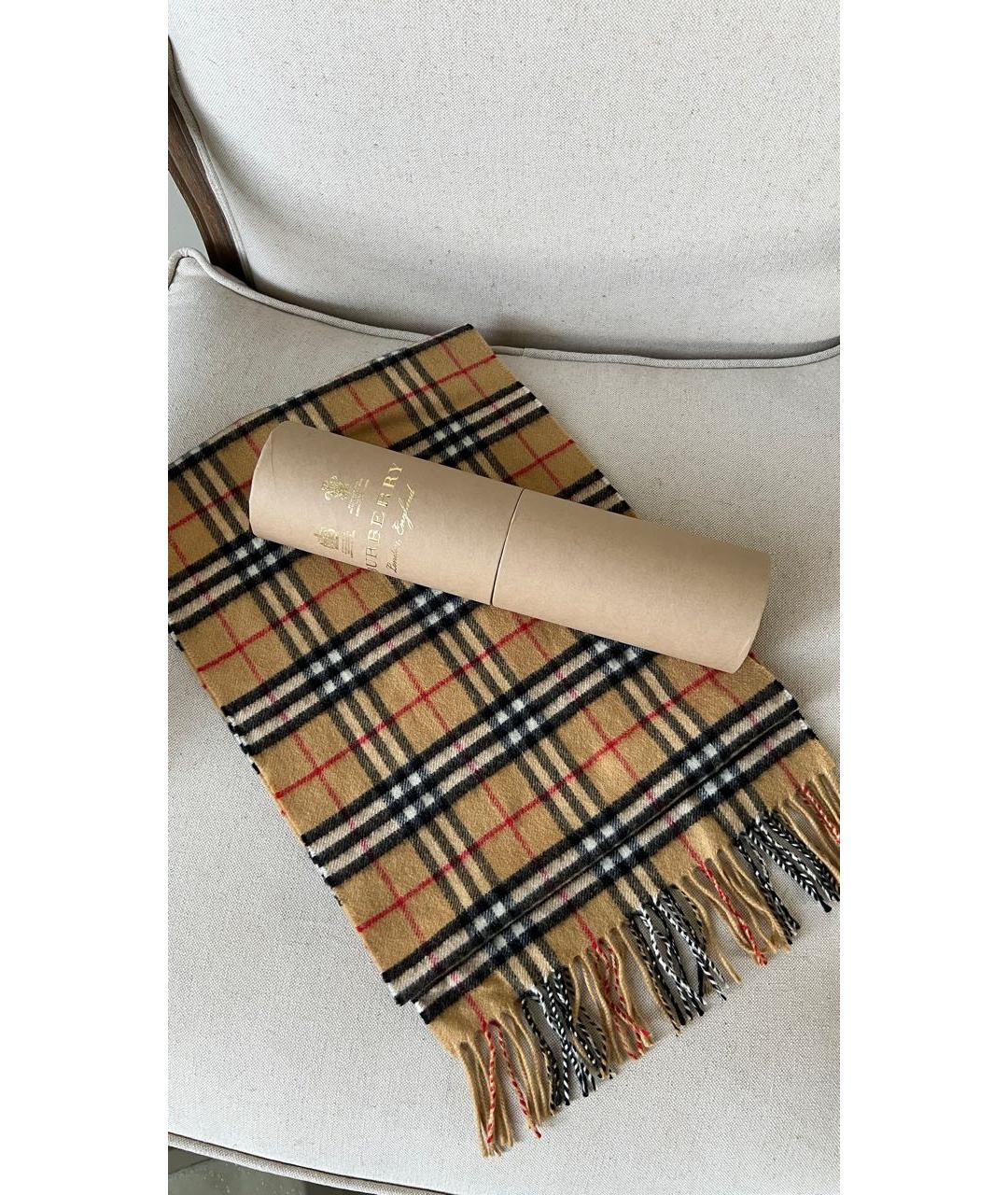 BURBERRY Бежевый кашемировый шарф, фото 4