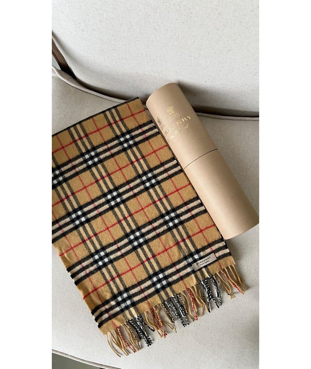 BURBERRY Бежевый кашемировый шарф, фото 8