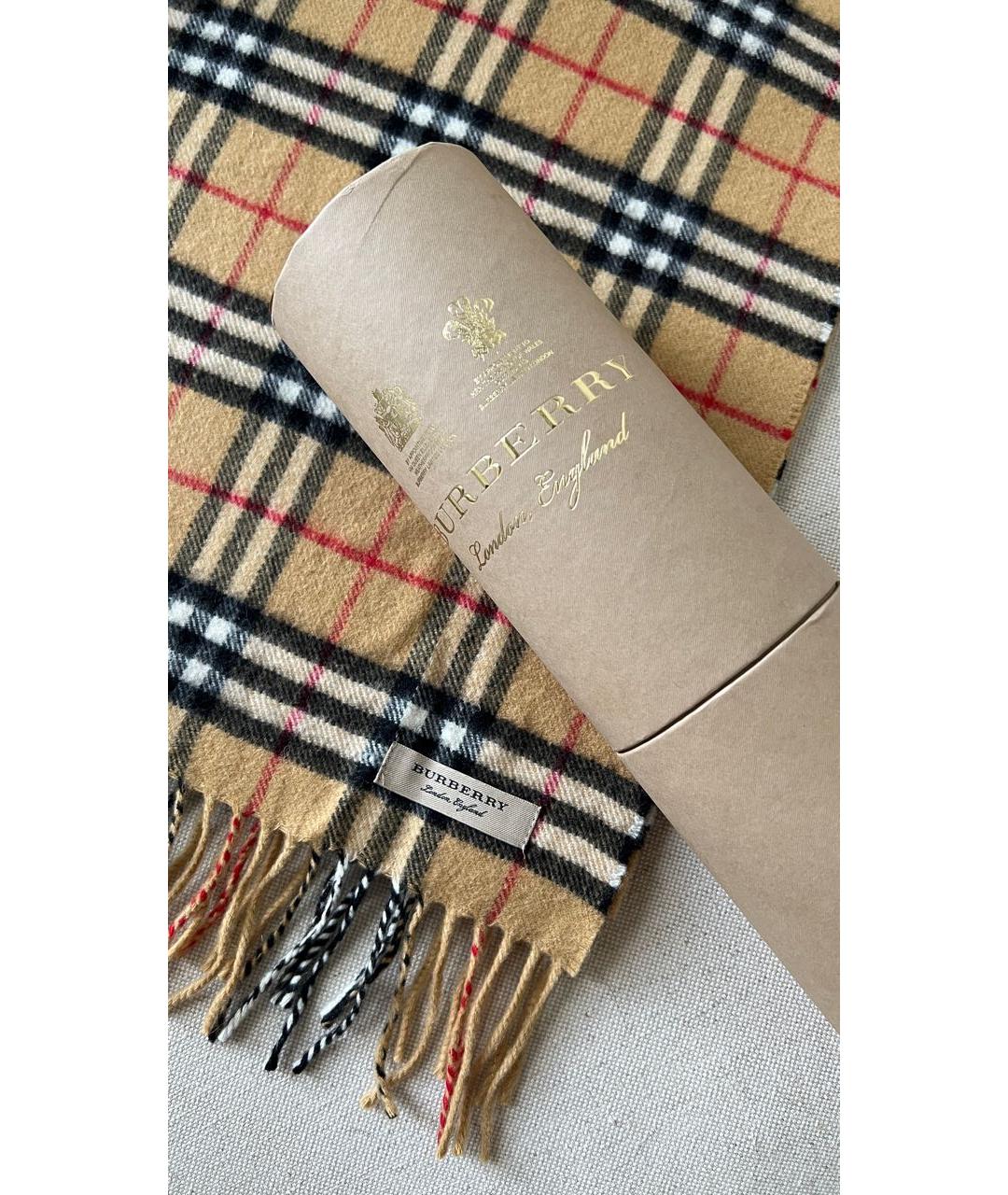 BURBERRY Бежевый кашемировый шарф, фото 6