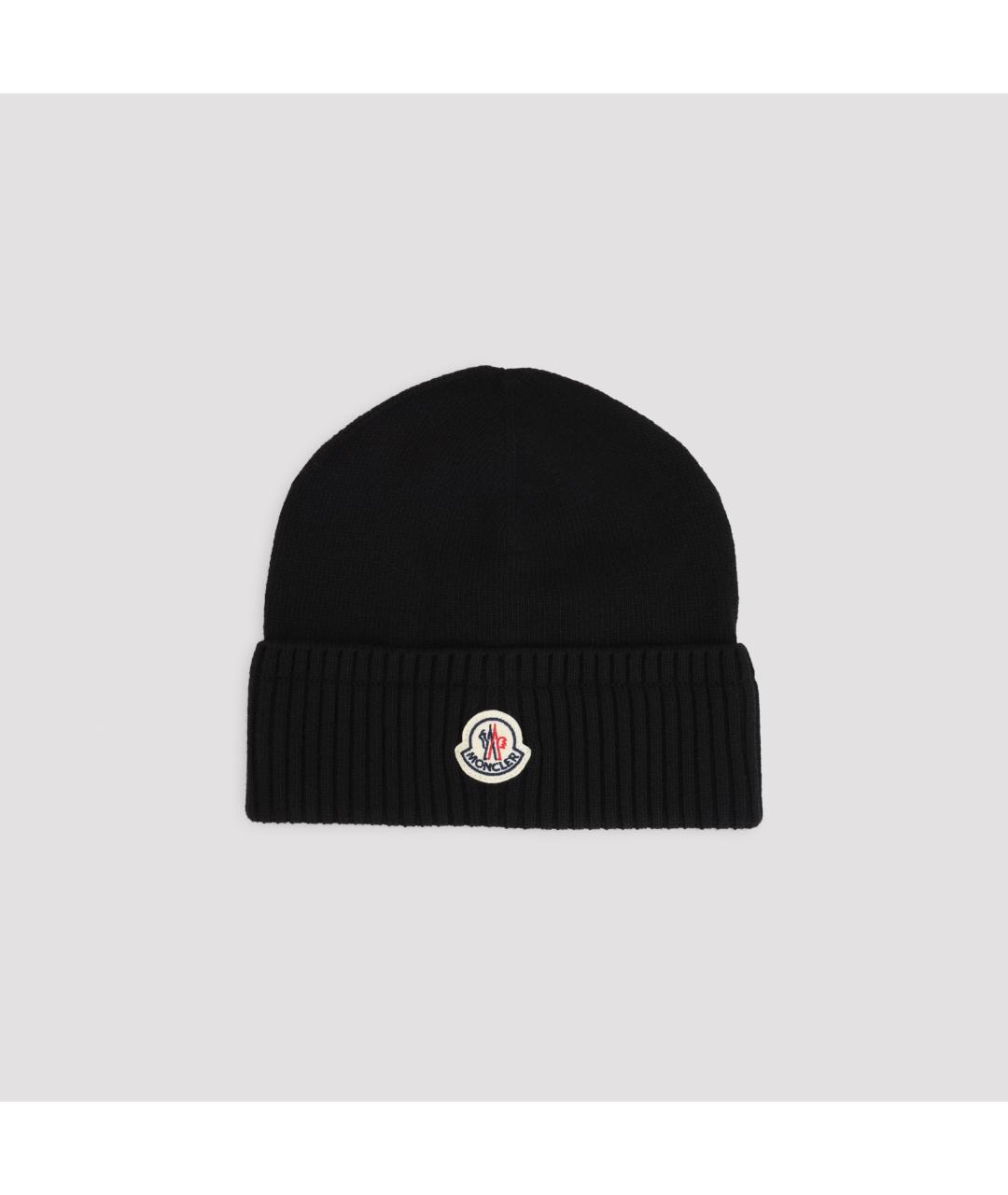 MONCLER Черная шерстяная шапка, фото 2