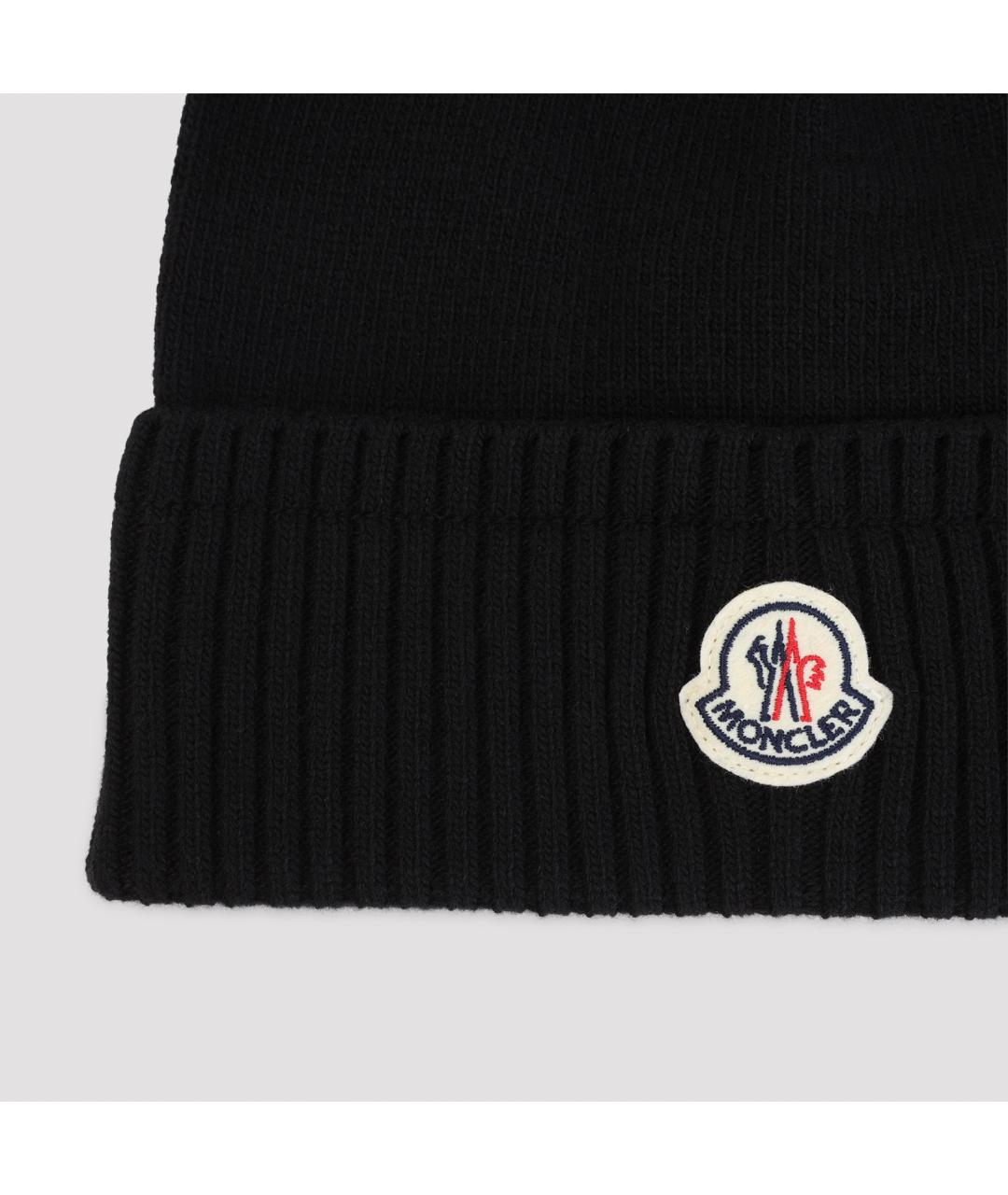 MONCLER Черная шерстяная шапка, фото 3