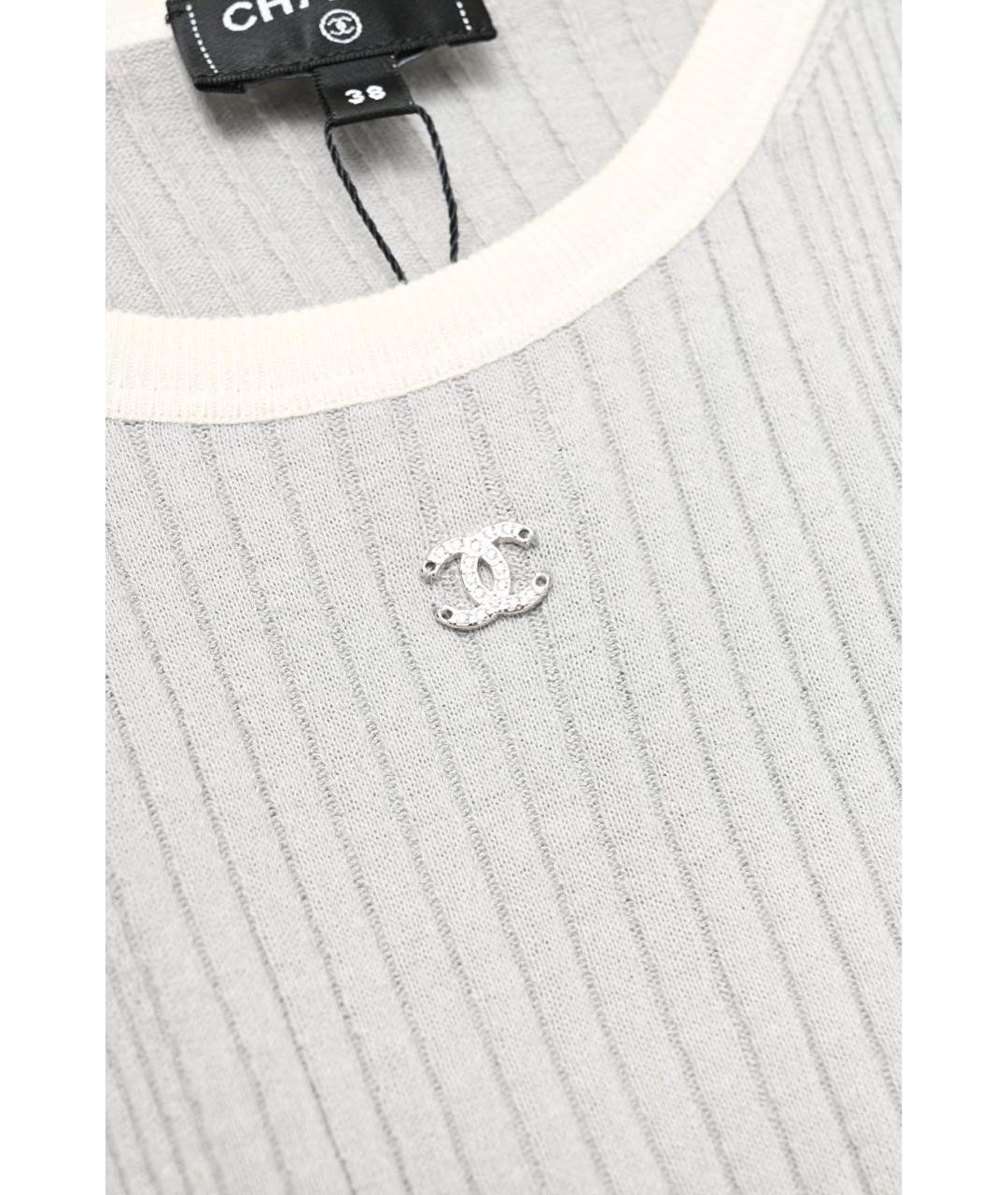 CHANEL Серое хлопко-эластановое повседневное платье, фото 3