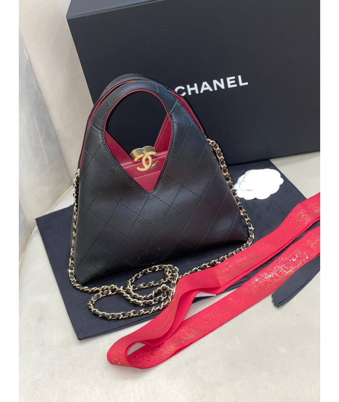 CHANEL Черная кожаная сумка с короткими ручками, фото 5