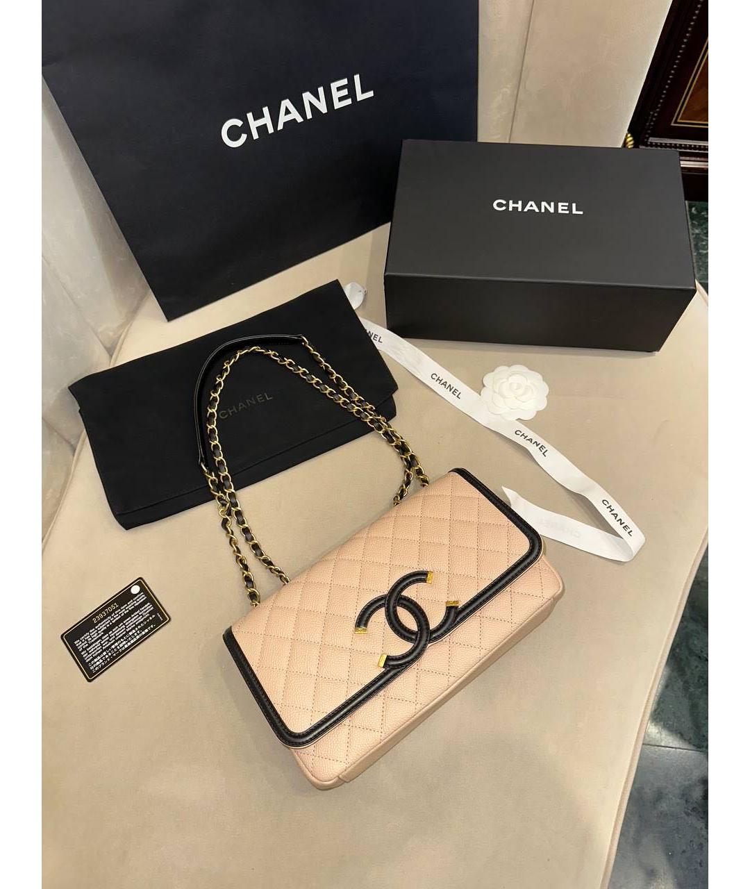 CHANEL Бежевая кожаная сумка с короткими ручками, фото 4