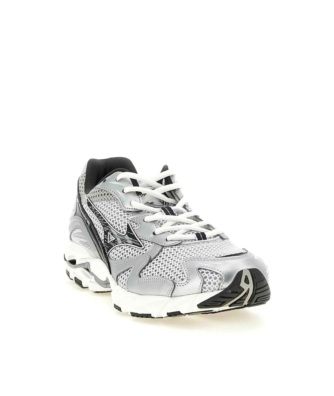 MIZUNO Серебряные кожаные низкие кроссовки / кеды, фото 2