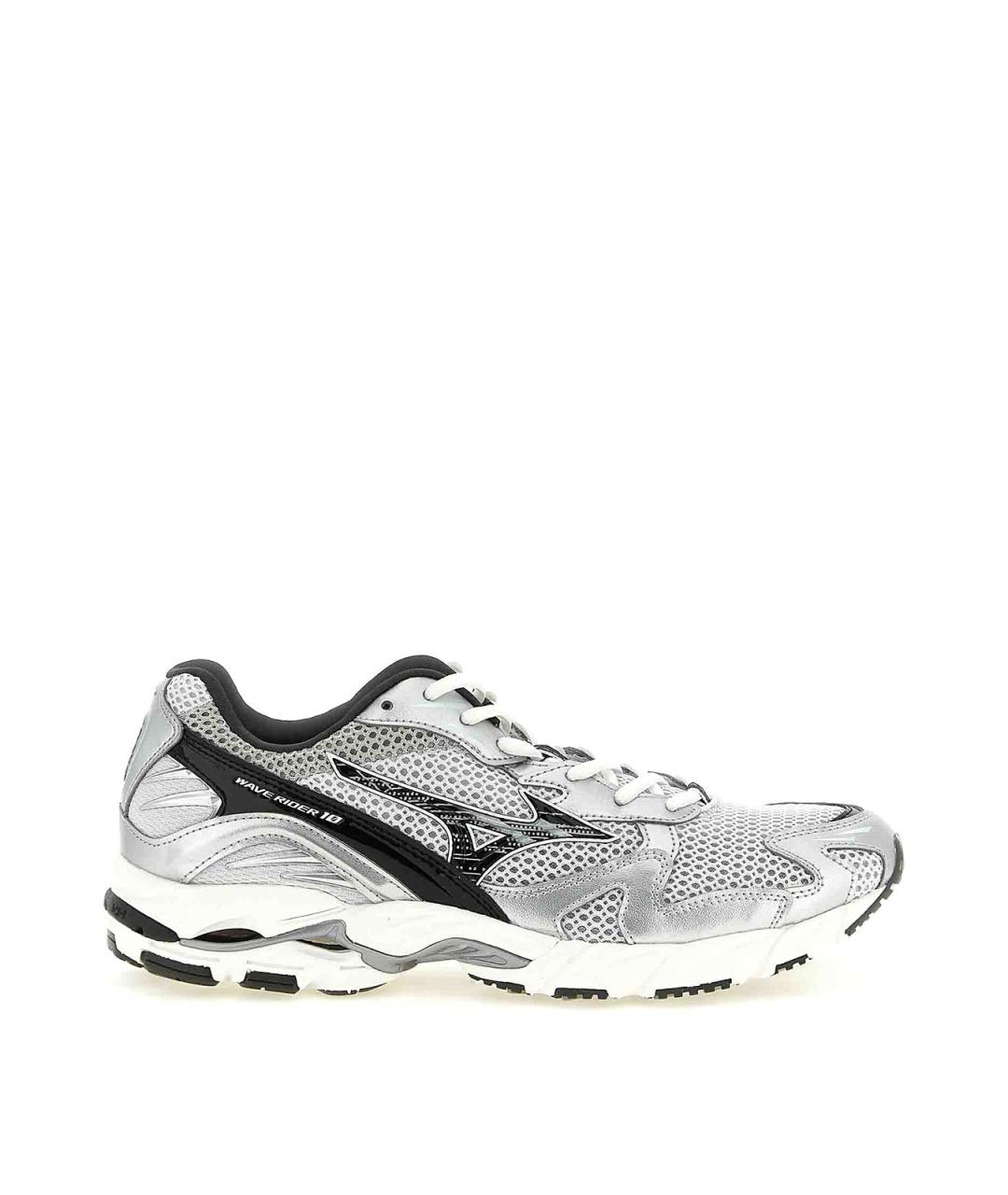 MIZUNO Серебряные кожаные низкие кроссовки / кеды, фото 1