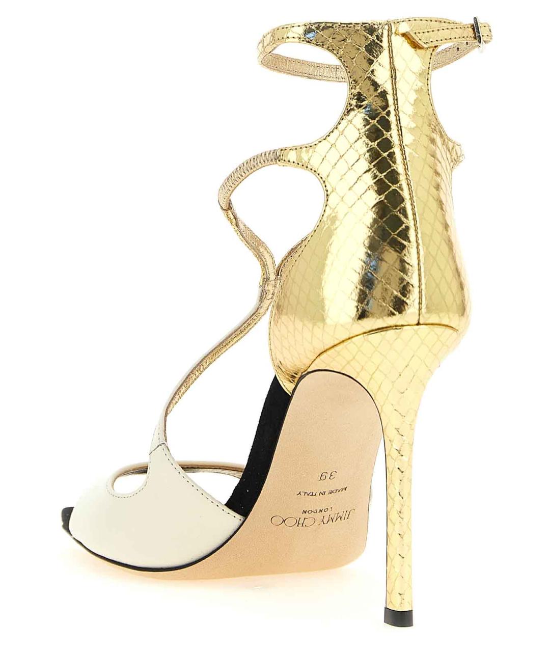 JIMMY CHOO Золотые босоножки, фото 3