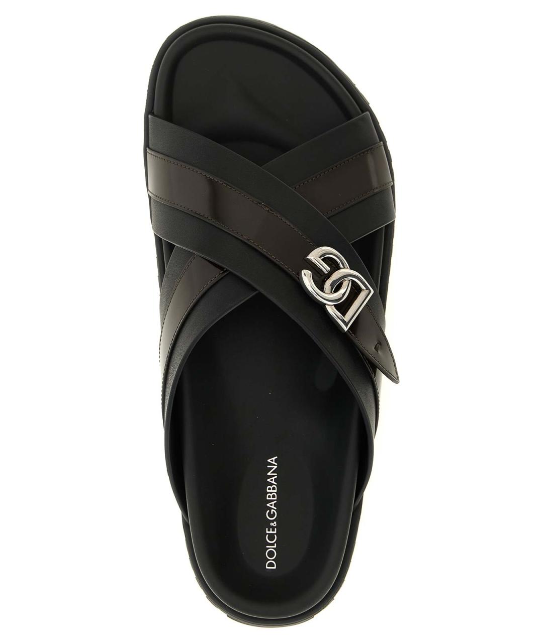 DOLCE&GABBANA Черные кожаные сандалии, фото 4