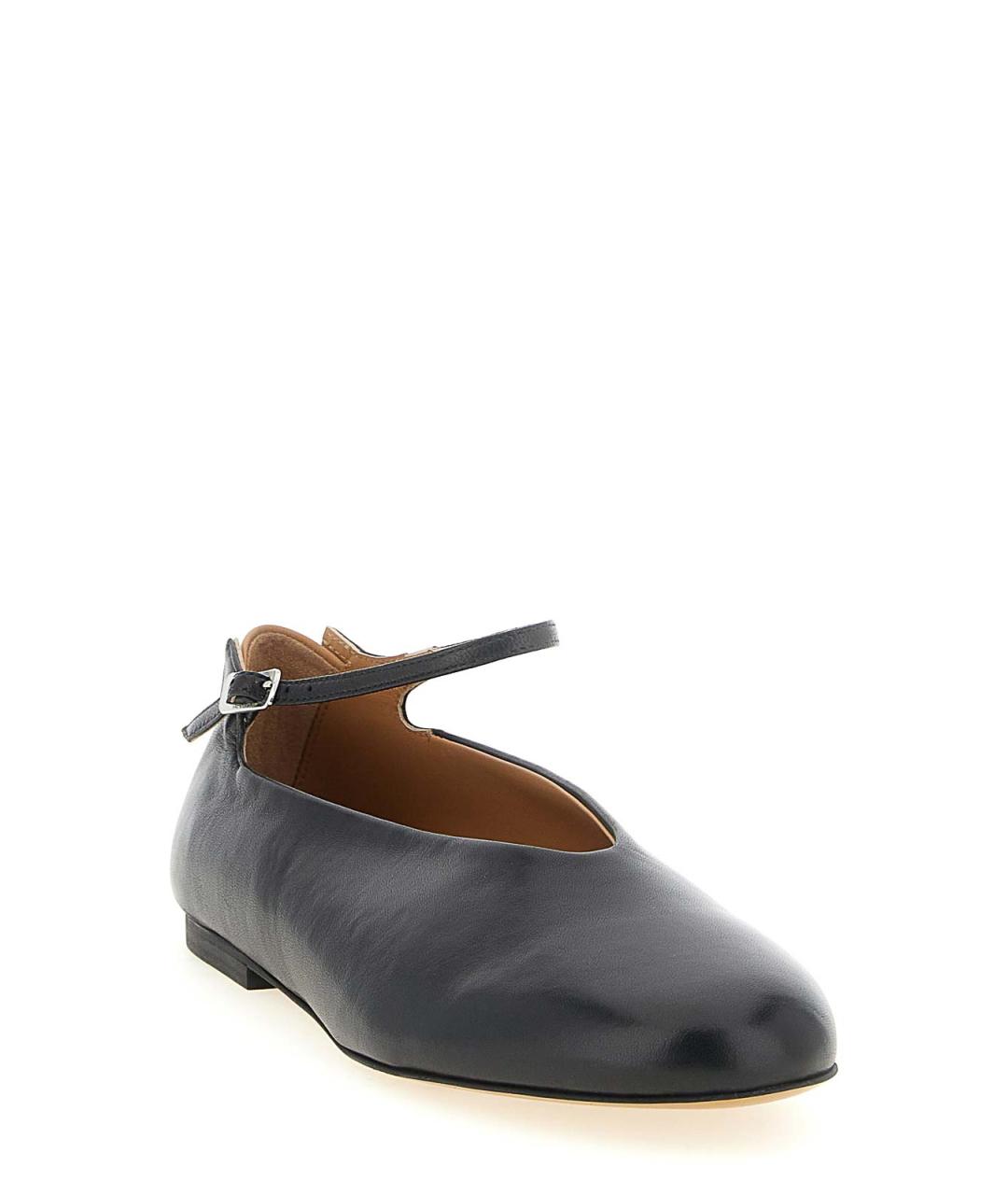 JIL SANDER Черные кожаные балетки, фото 2