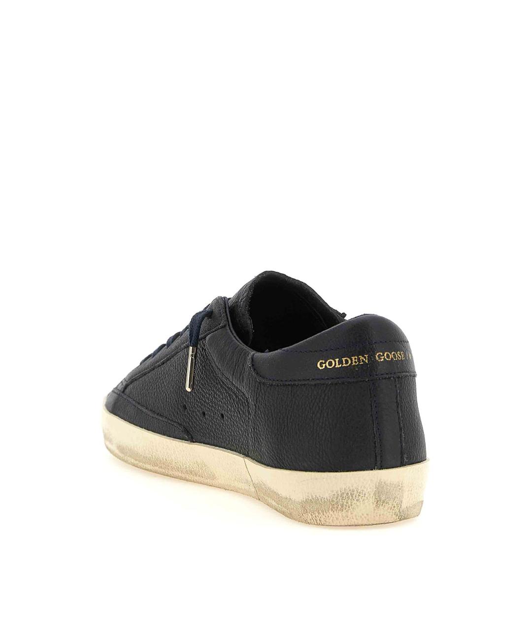 GOLDEN GOOSE Синие кожаные низкие кроссовки / кеды, фото 3