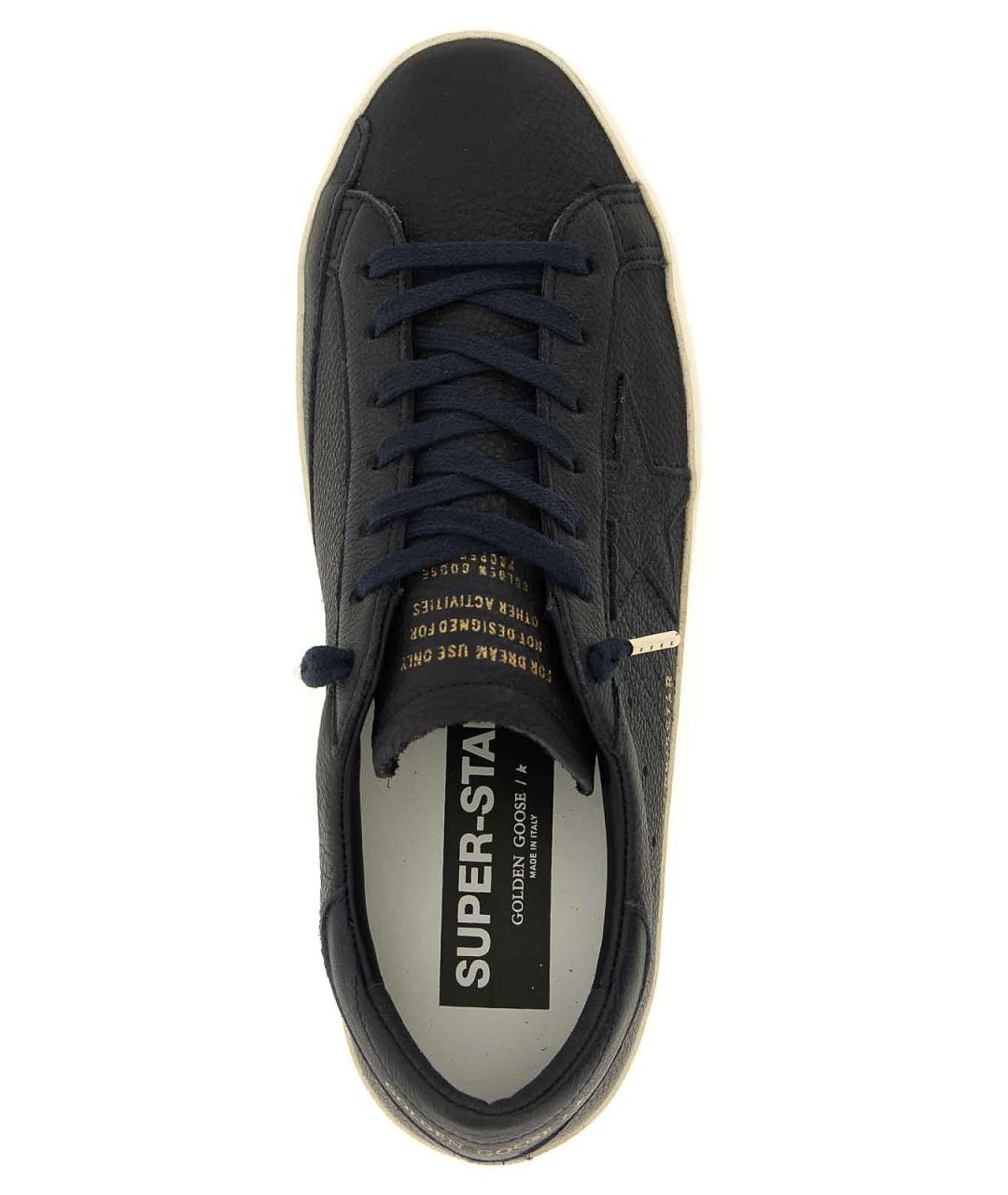 GOLDEN GOOSE Синие кожаные низкие кроссовки / кеды, фото 4