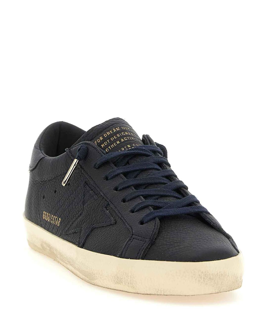 GOLDEN GOOSE Синие кожаные низкие кроссовки / кеды, фото 2