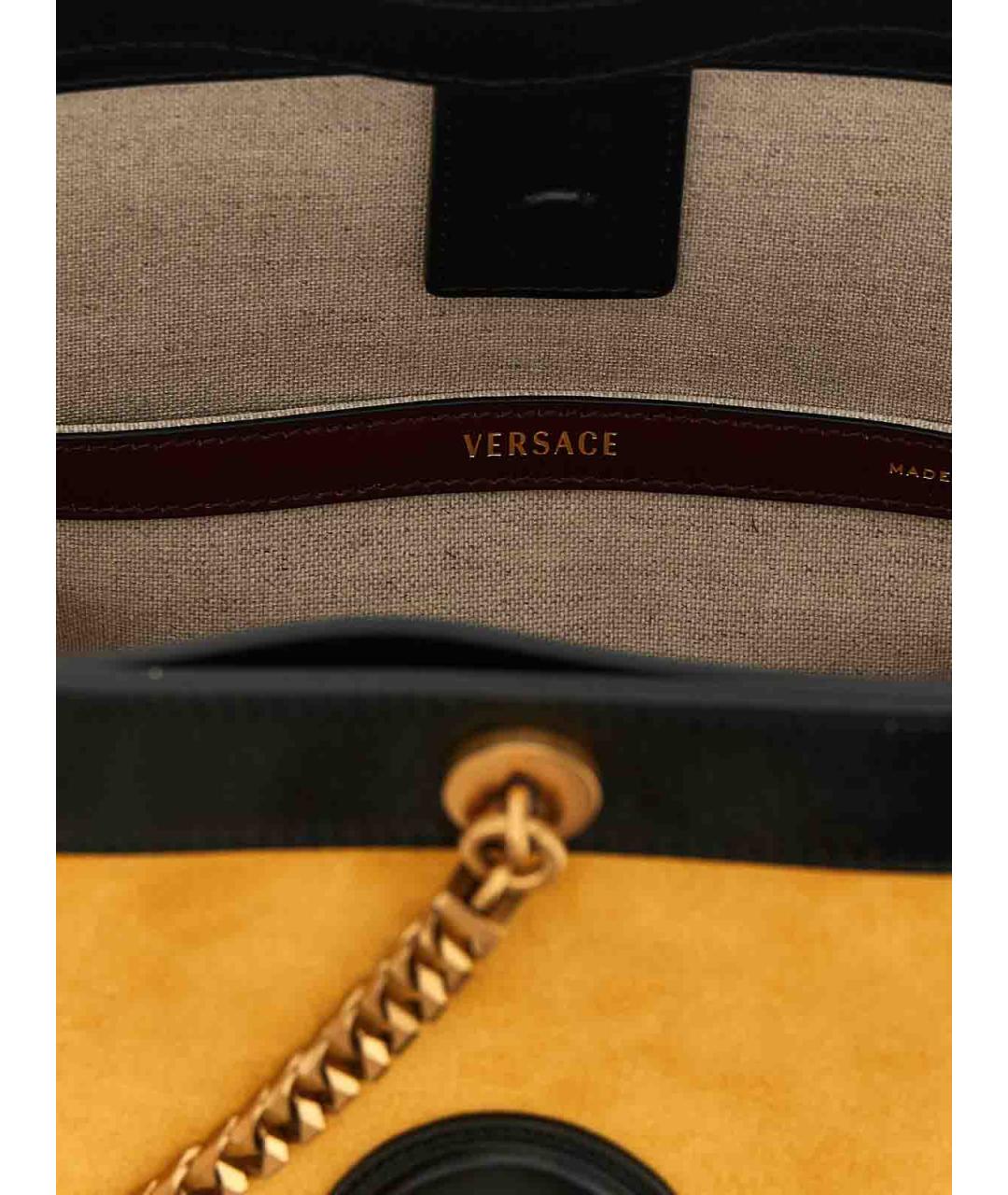 VERSACE Желтая замшевая сумка через плечо, фото 4