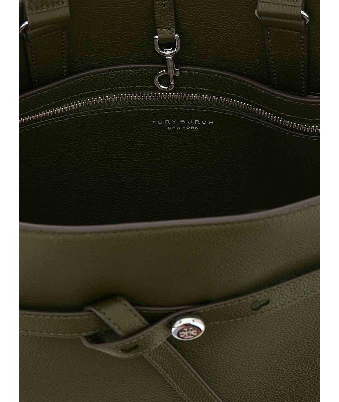TORY BURCH Зеленая кожаная сумка тоут, фото 4
