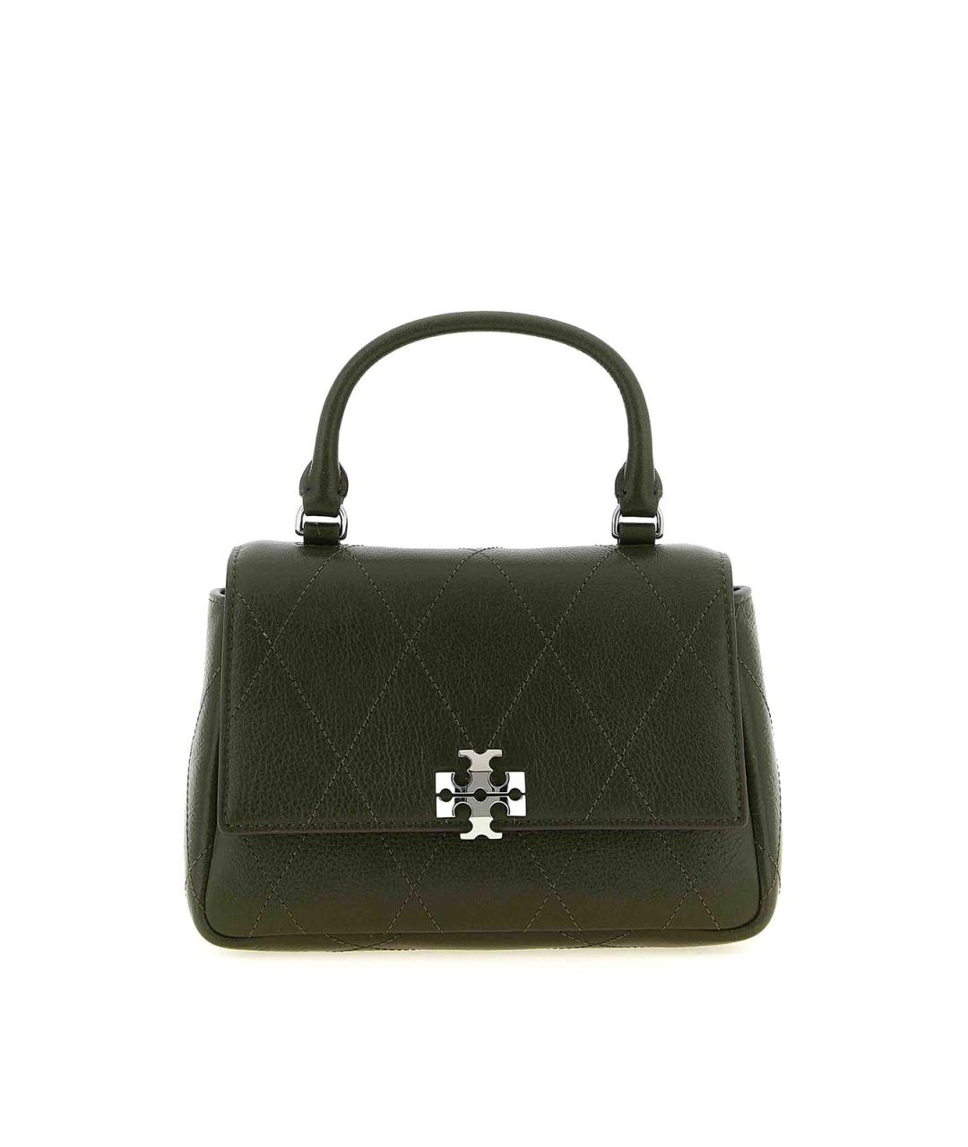 TORY BURCH Зеленая кожаная сумка с короткими ручками, фото 1