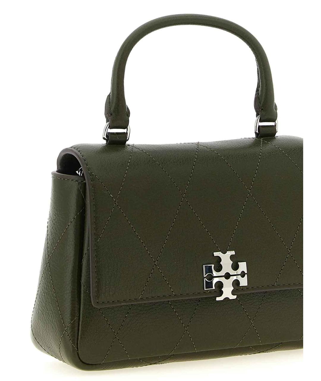 TORY BURCH Зеленая кожаная сумка с короткими ручками, фото 3