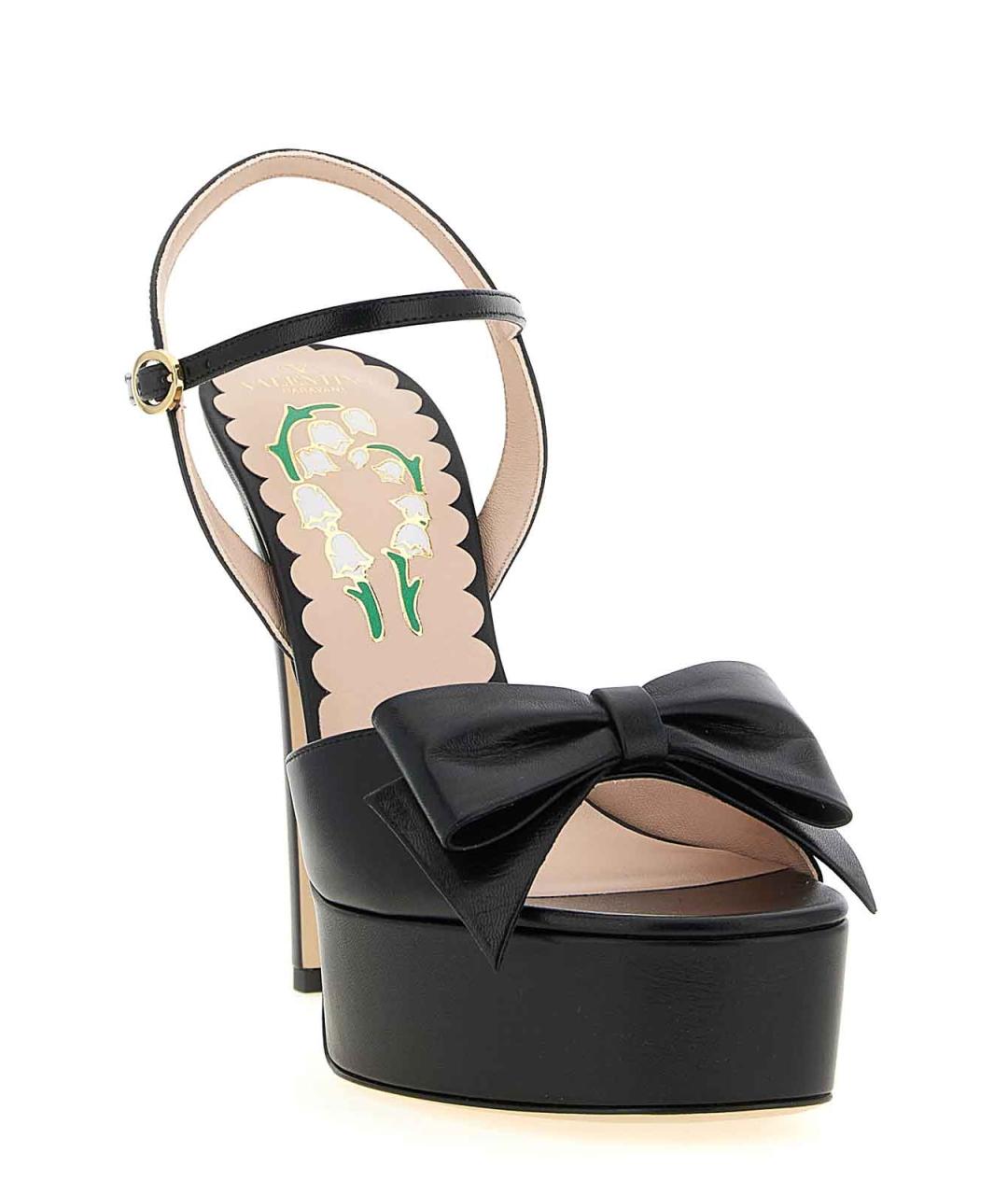 VALENTINO Черные кожаные босоножки, фото 2