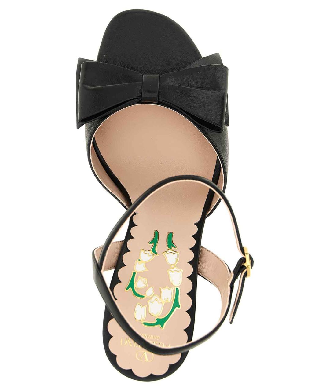 VALENTINO Черные кожаные босоножки, фото 4