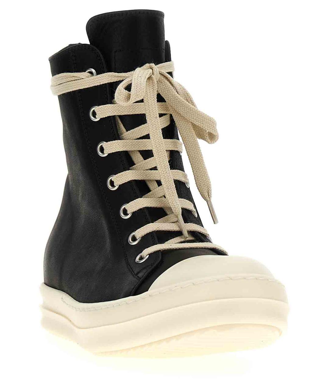 RICK OWENS Черные кожаные кеды, фото 2