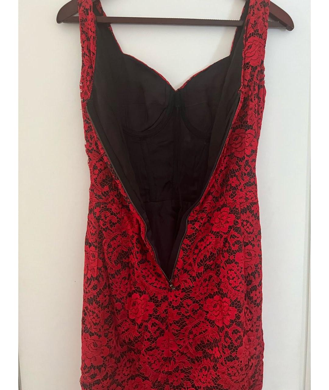 DOLCE&GABBANA Красное кружевное коктейльное платье, фото 5