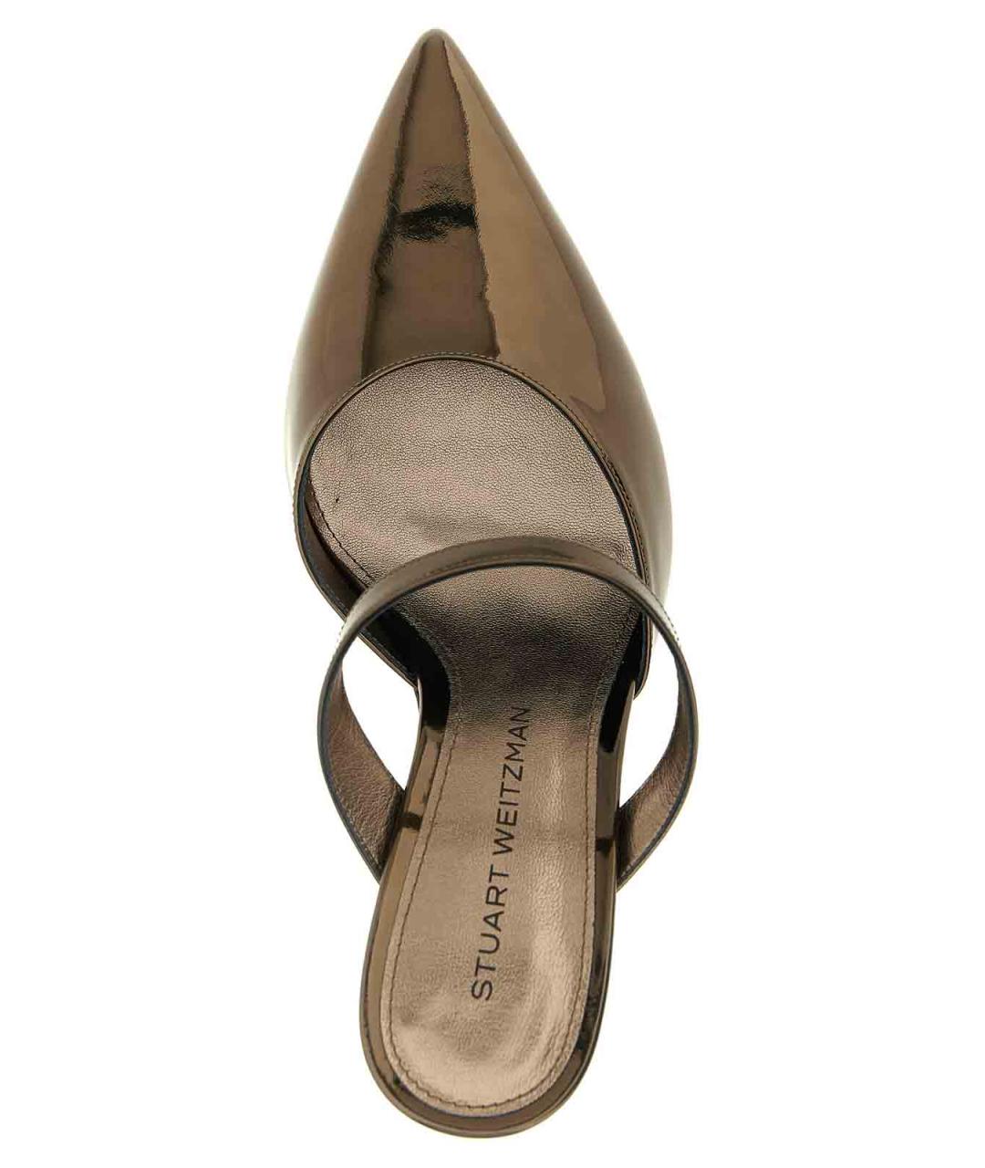 STUART WEITZMAN Коричневые кожаные мюли, фото 4