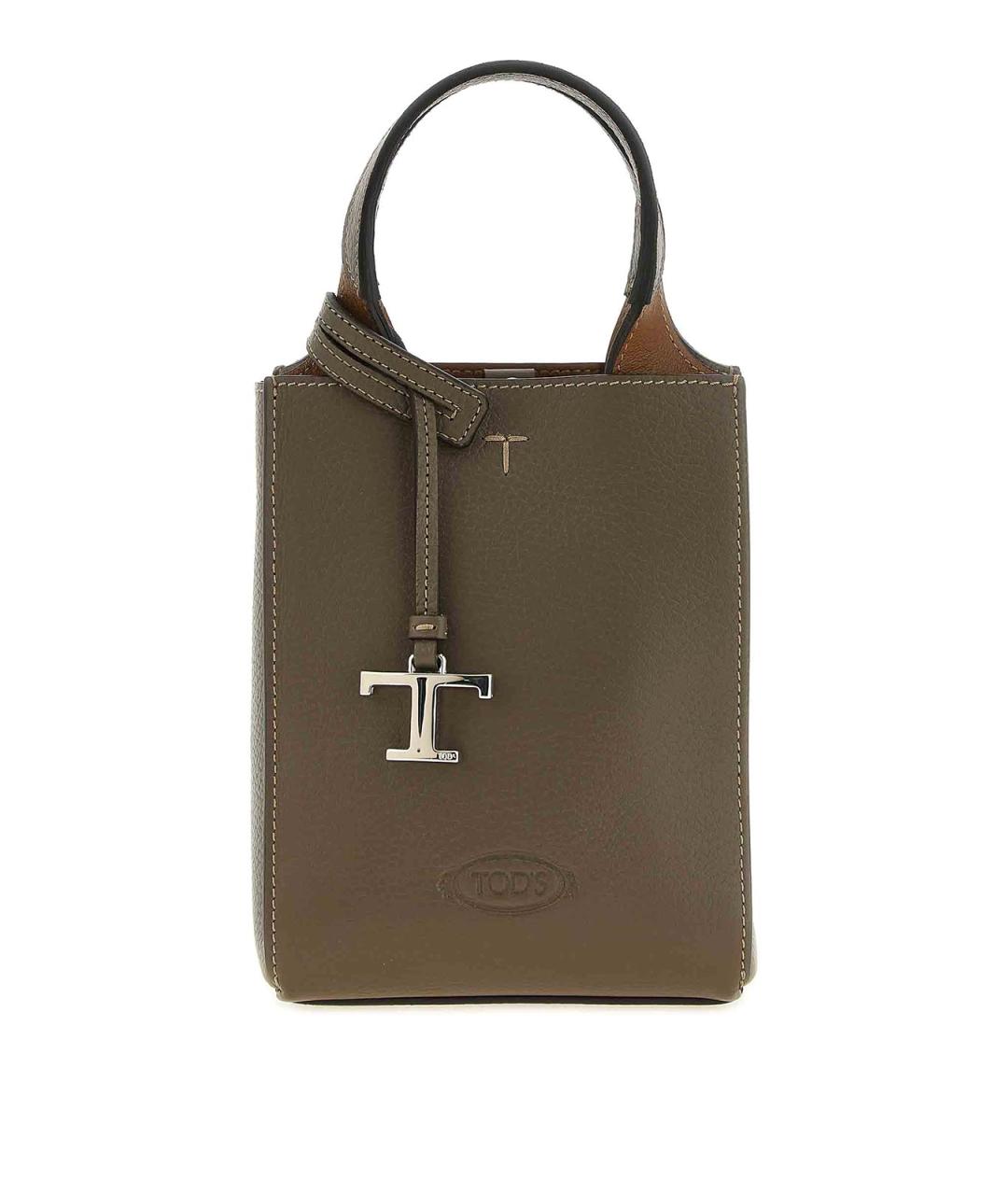 TOD'S Зеленая кожаная сумка с короткими ручками, фото 1