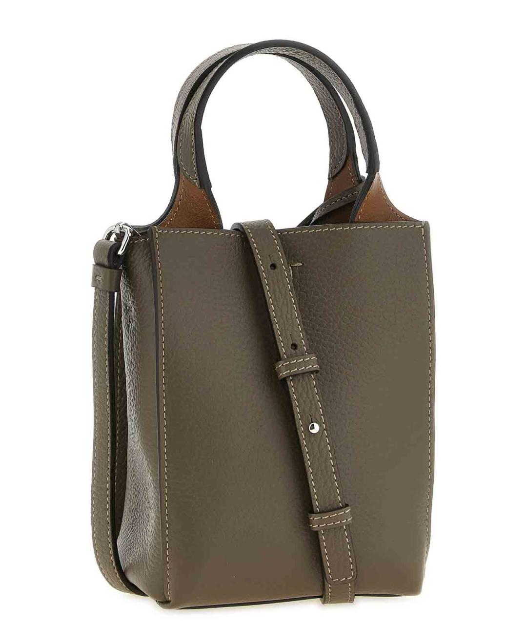TOD'S Зеленая кожаная сумка с короткими ручками, фото 2