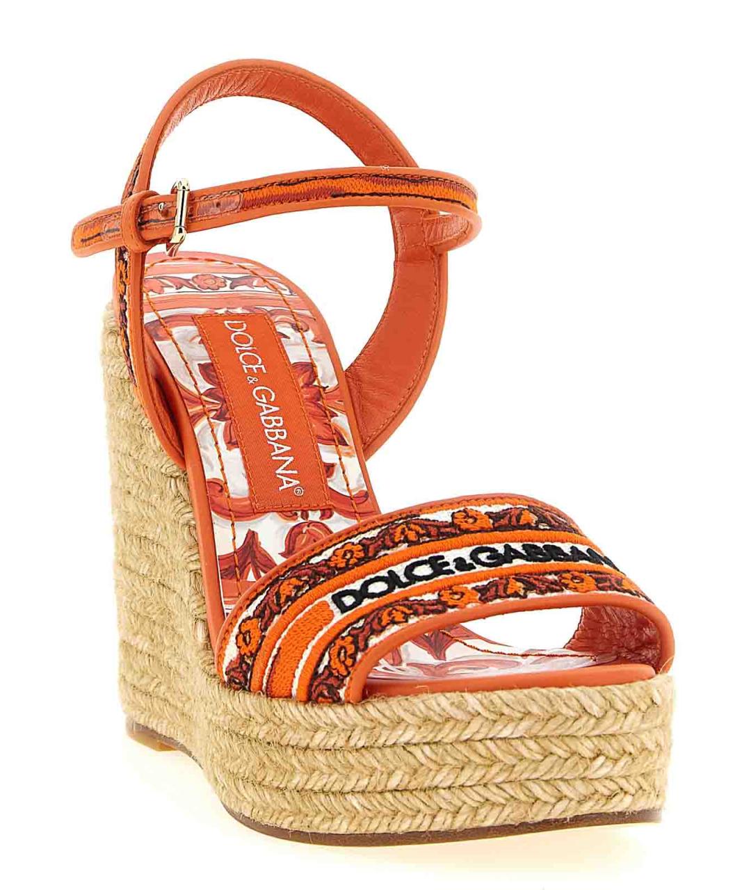 DOLCE&GABBANA Оранжевые кожаные босоножки, фото 2