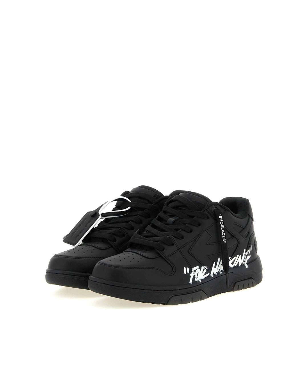 OFF-WHITE Черные кожаные низкие кроссовки / кеды, фото 2